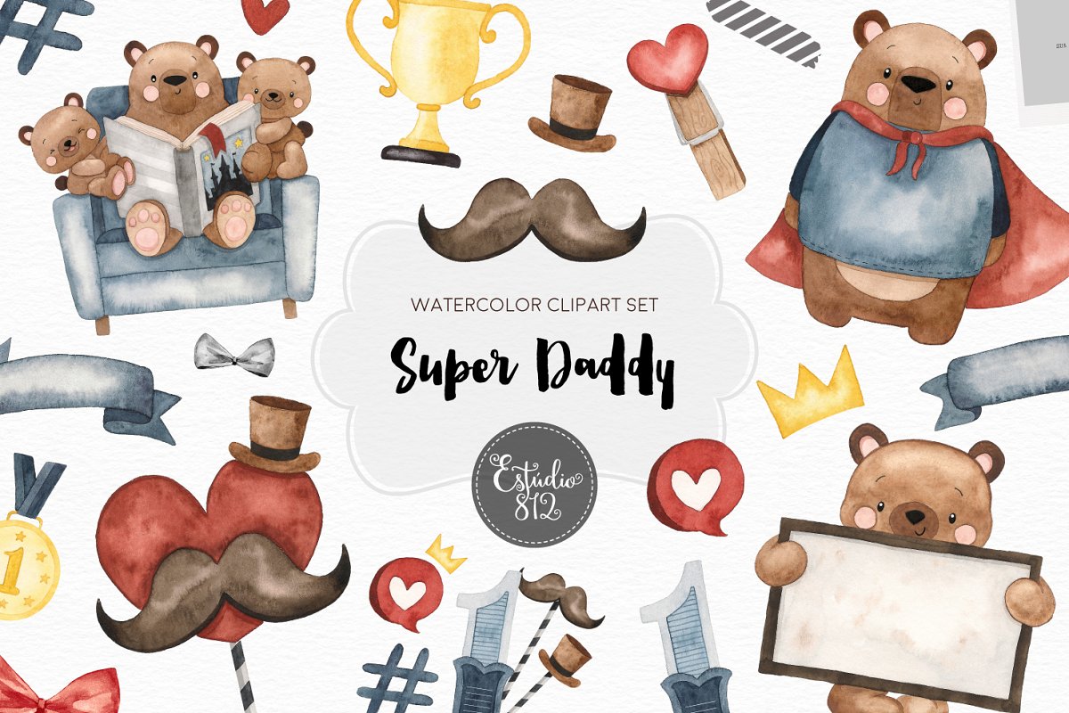 Cover image of Super Daddy watercolor set.