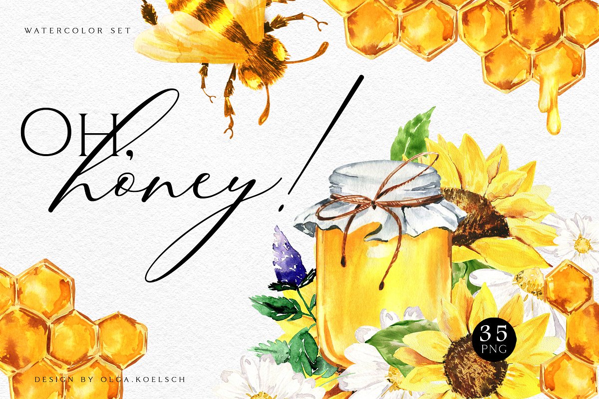 Cover image of Honey Bee Watercolor.
