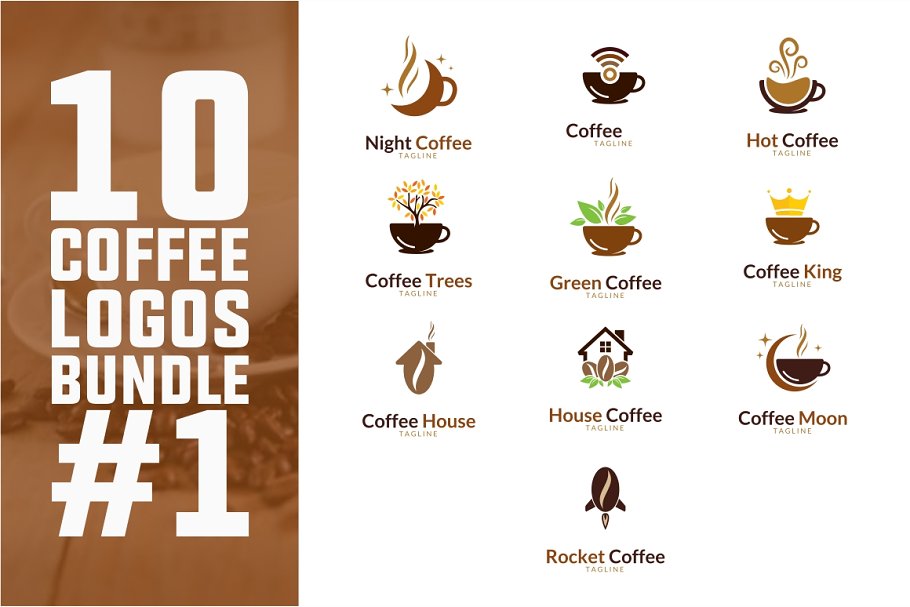 Cover image of 10 Coffee Logo Bundle #1.