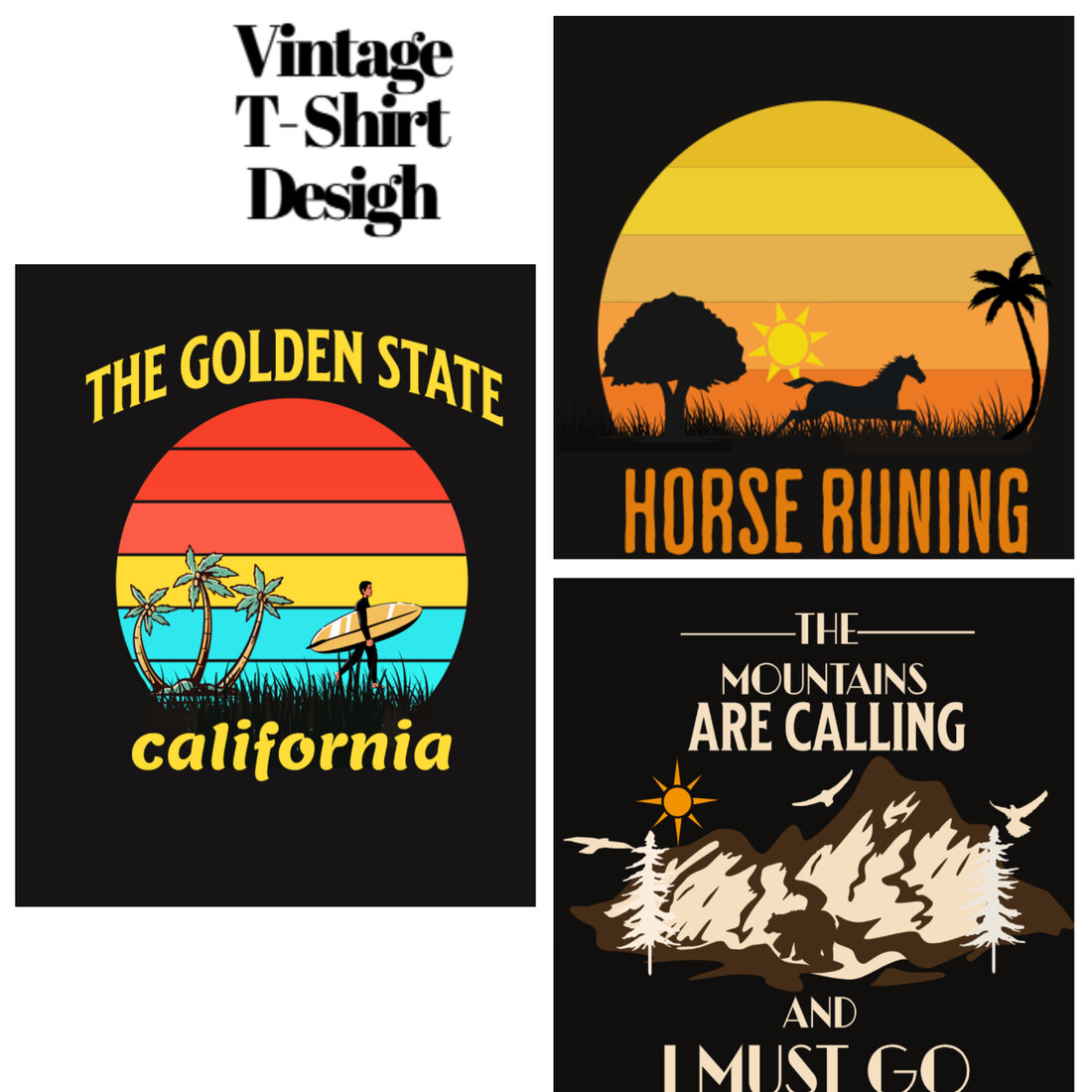 Vintage T- shirt Design SVG Retro Collection cover image.