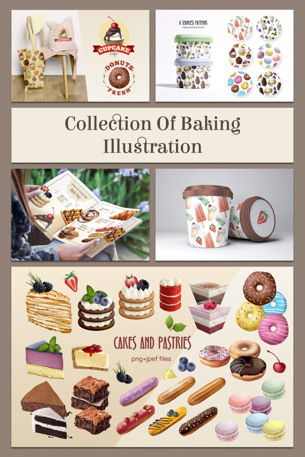 Collection of baking illustration - pinterest image preview.