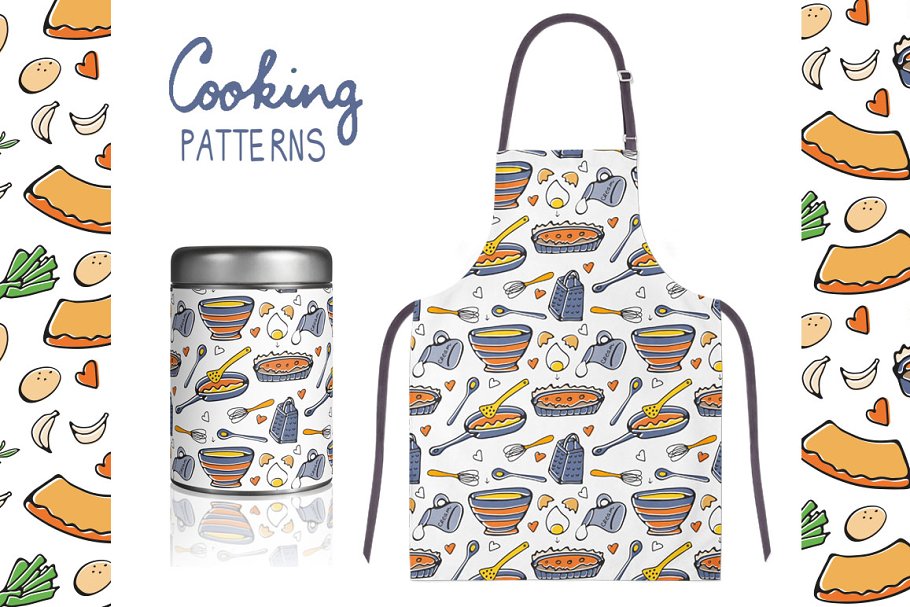 Cooking patterns mockup preview.