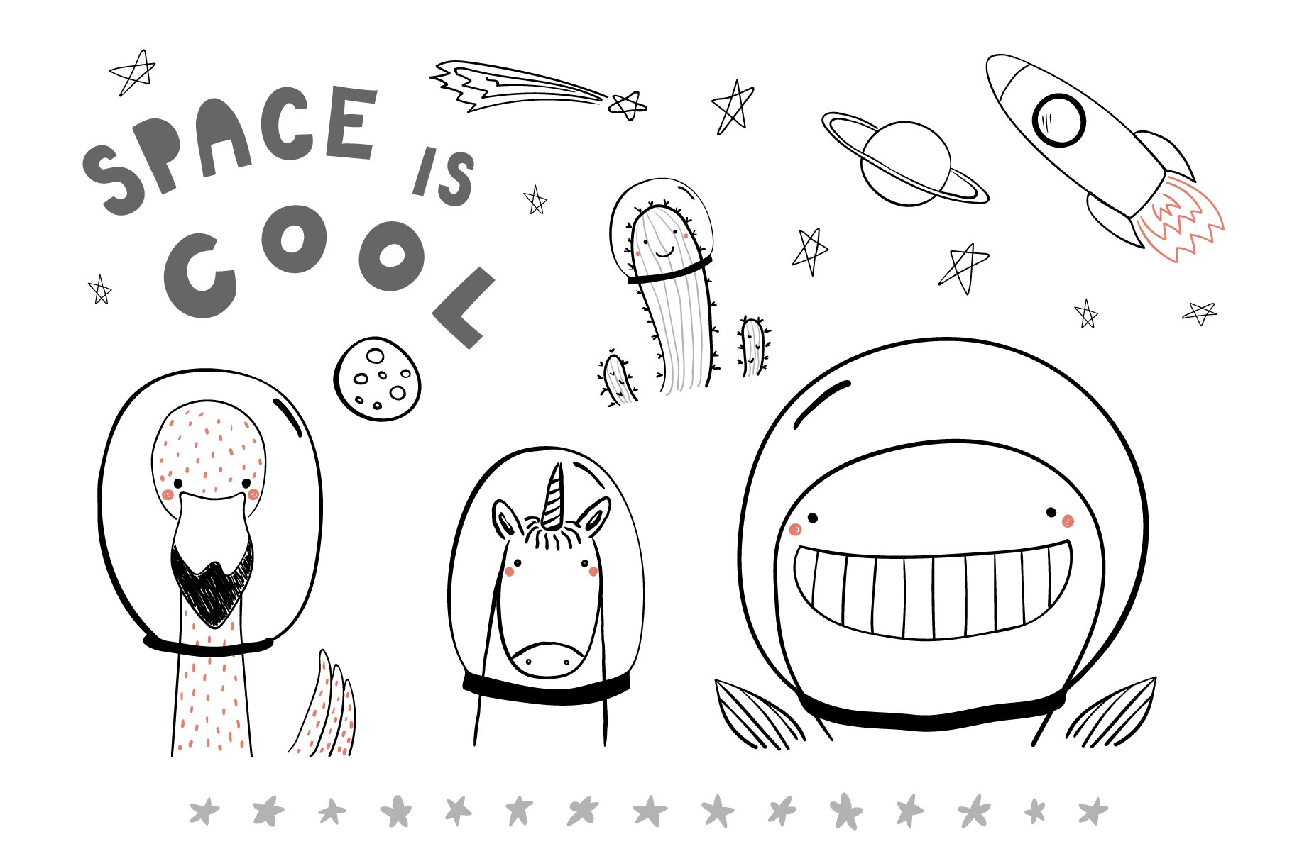Space is cool illustrations.