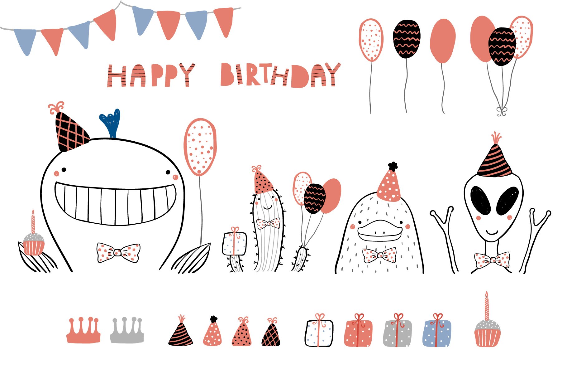 Happy birthday illustration.