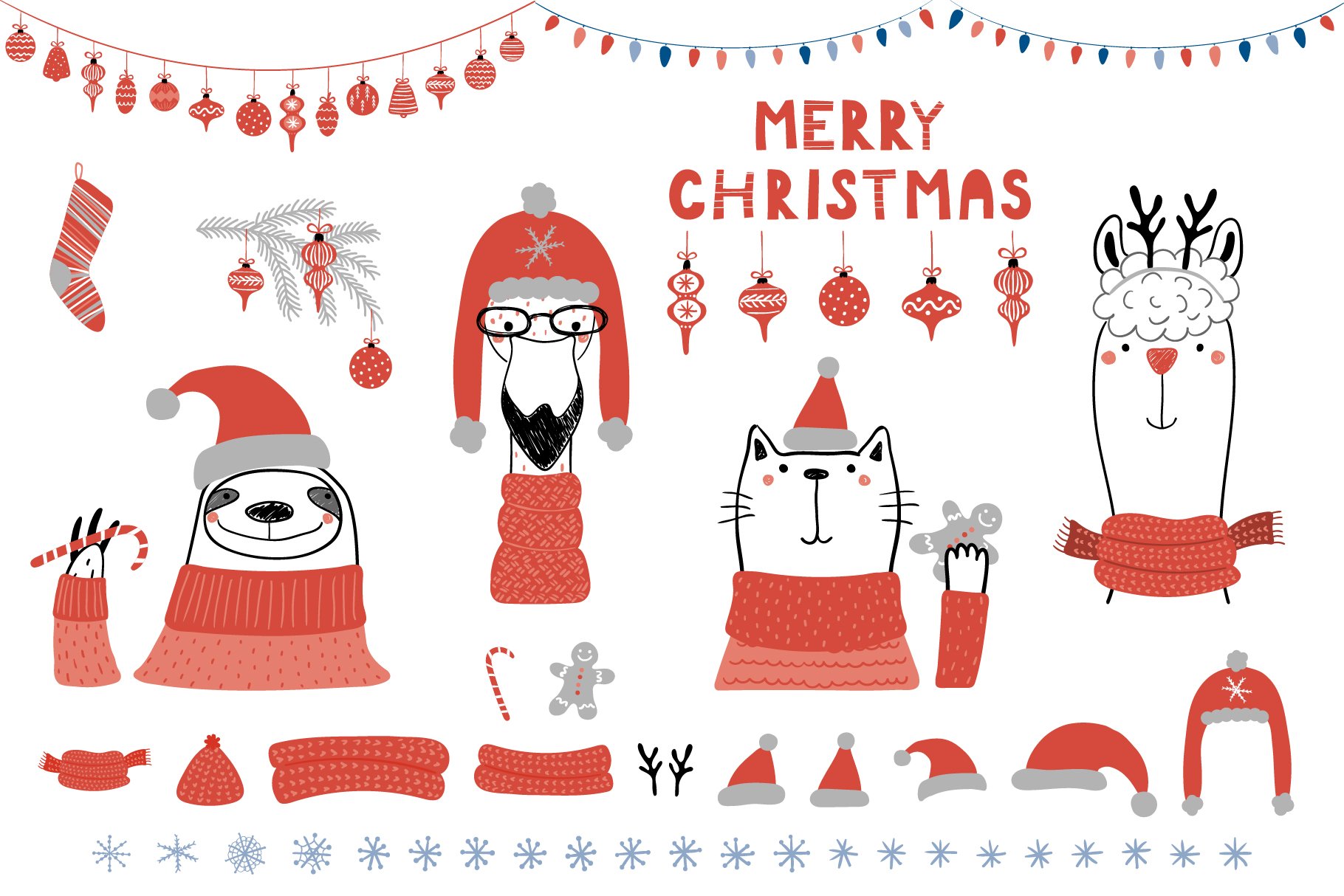 Cool Merry Christmas illustrations.
