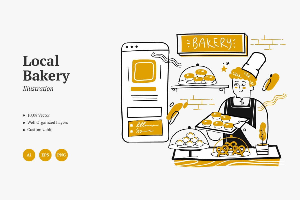 Cover image of Local Bakery Illustration.