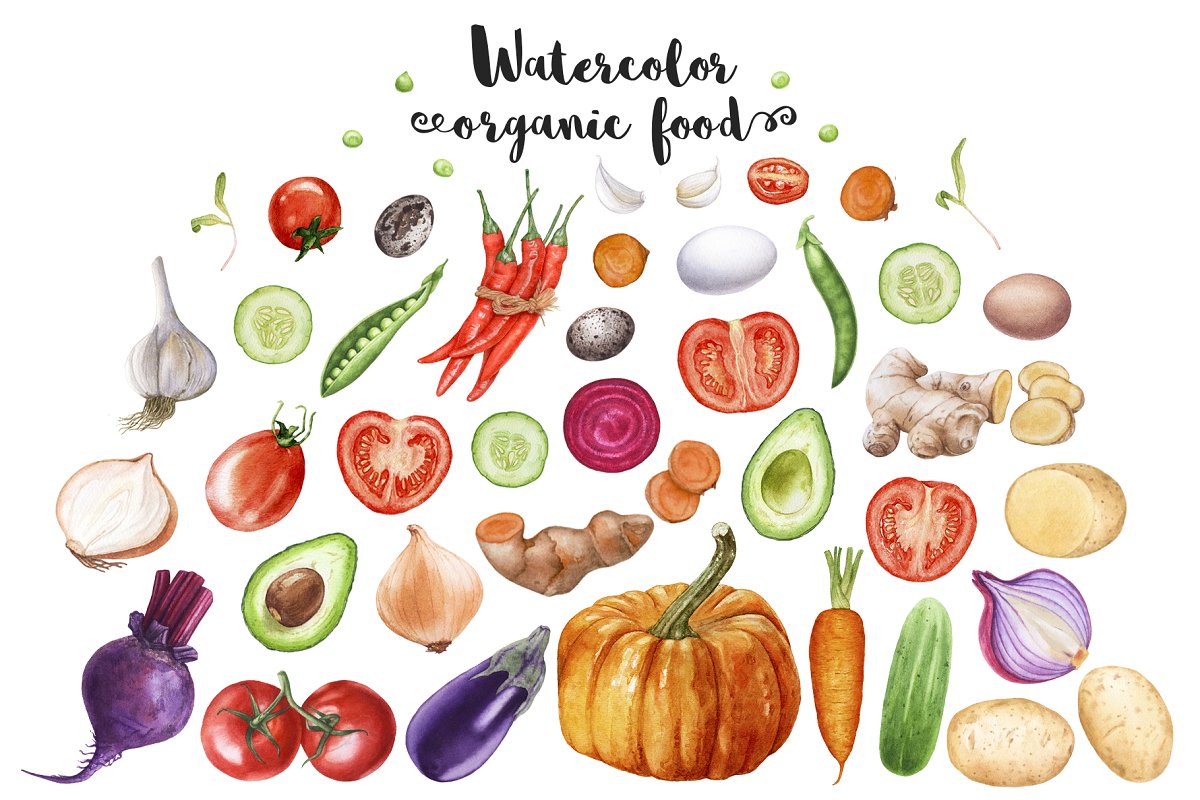 Cover image of Watercolor organic food.