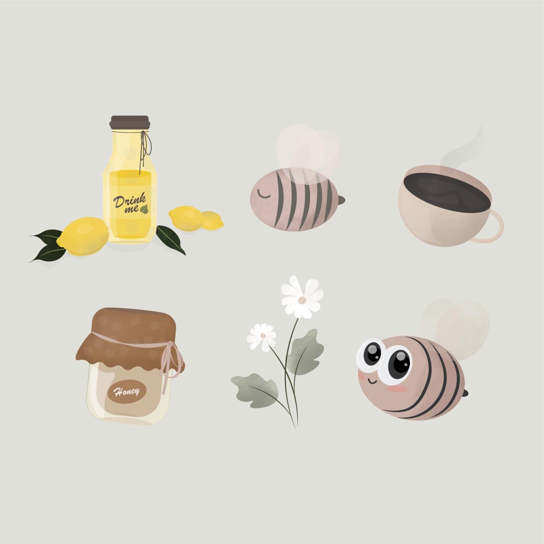 Bees Illustrations And Spring Patterns Preview Image.