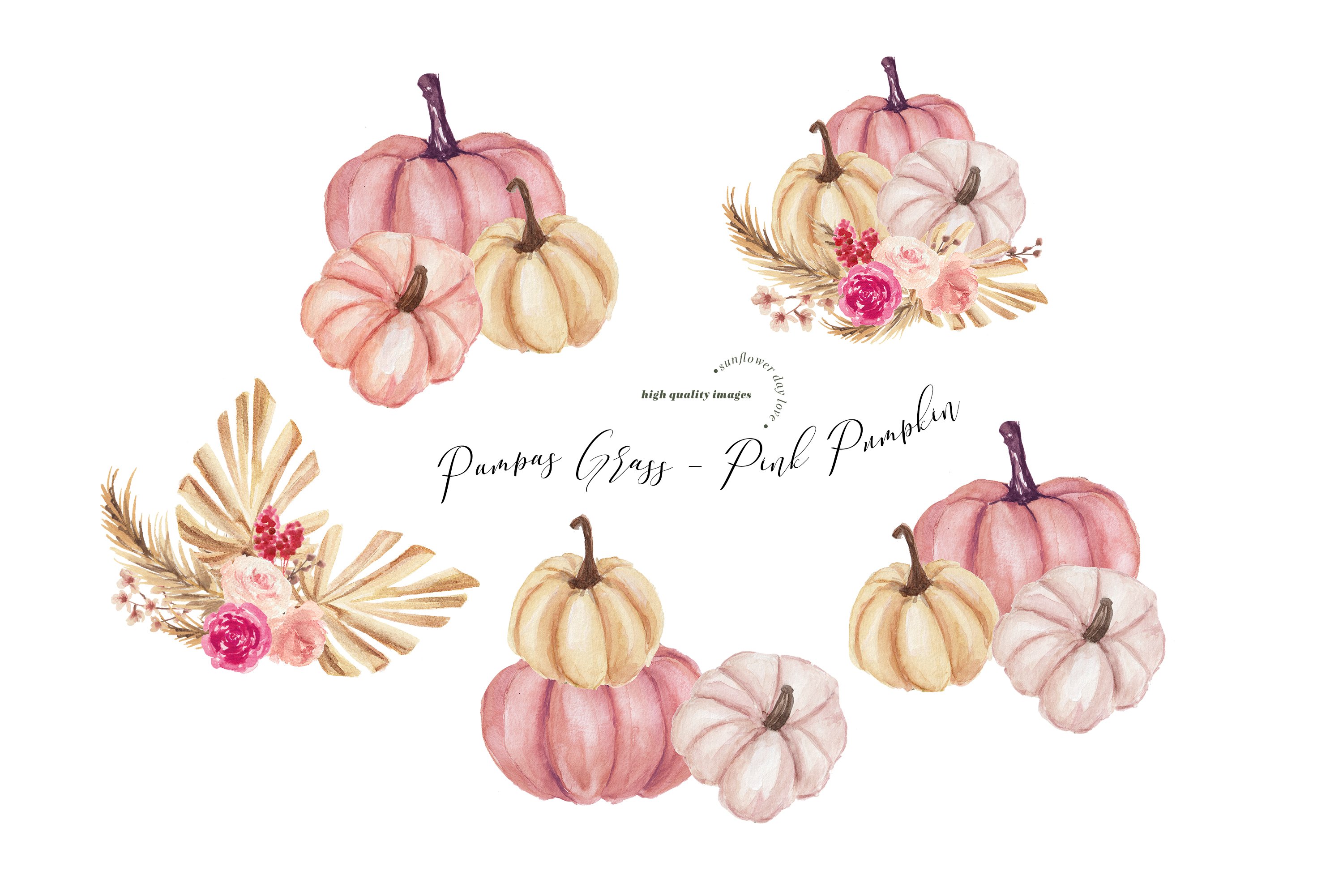 Cool pastel pumpkins with flowers.