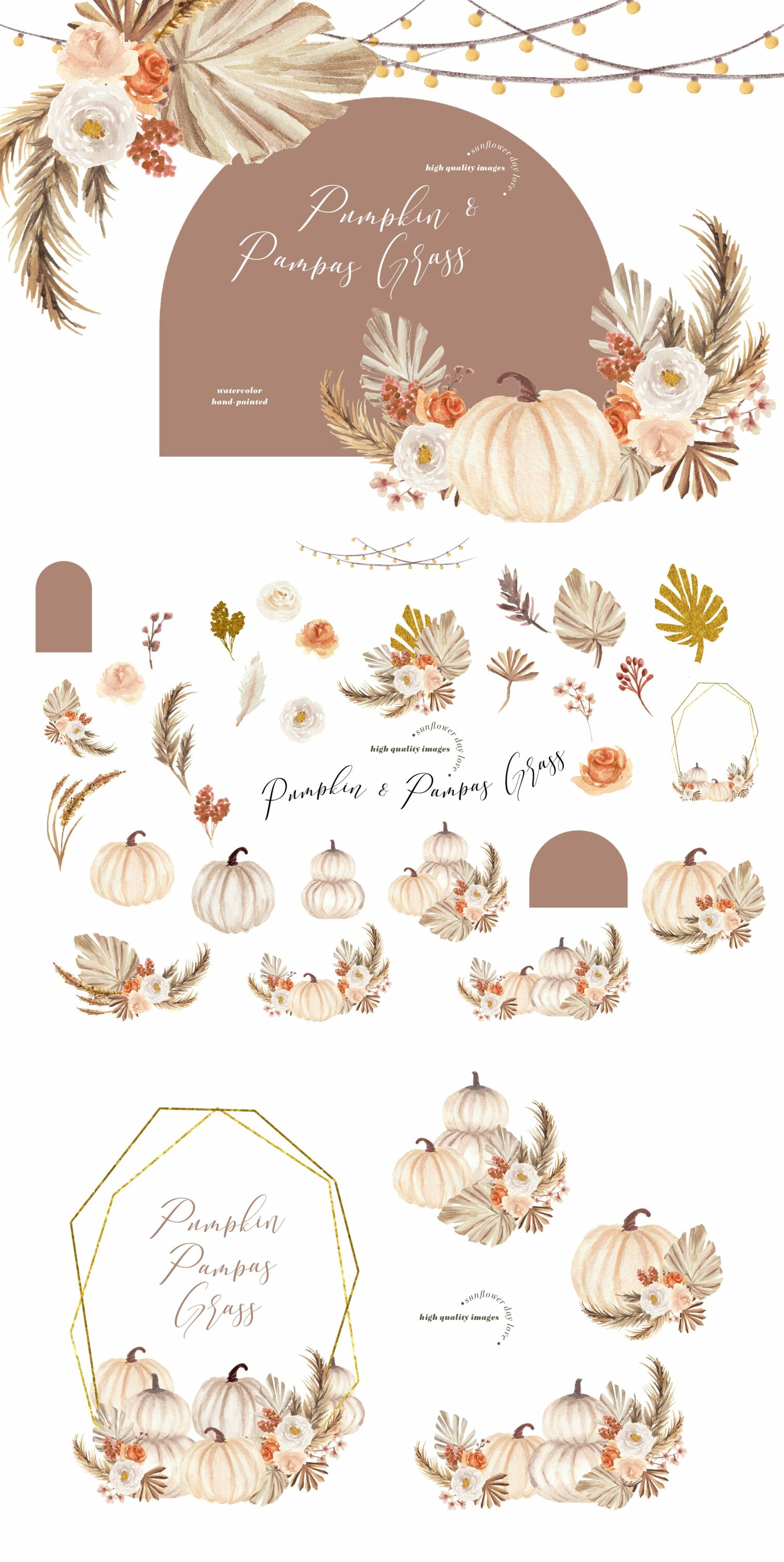 Pastel elements for perfect pumpkin composition.