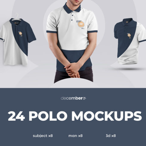 24 Mockups Polo On The Man 3D And Isolated Objects Cover Image.