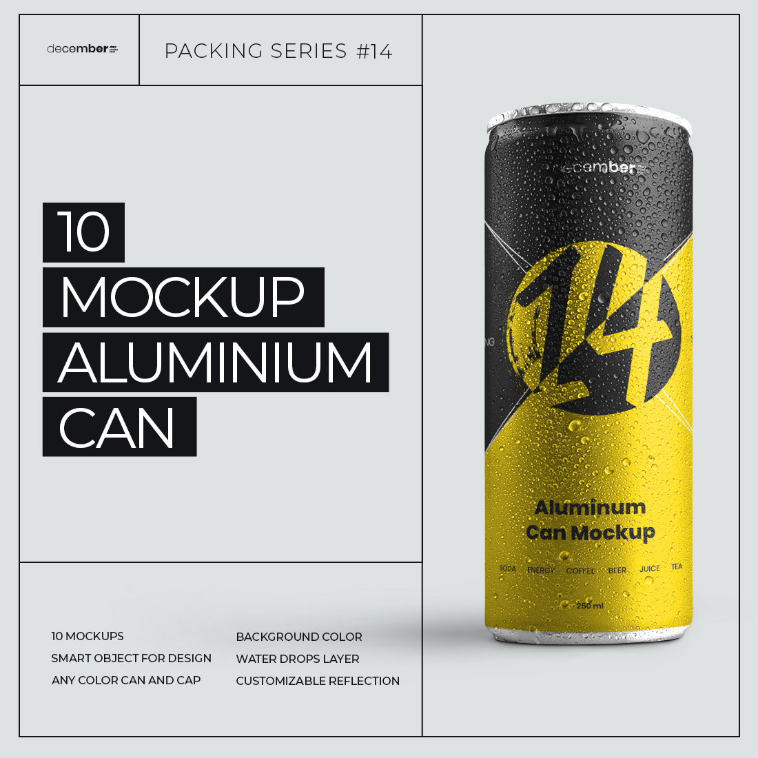 10 Mockup Aluminium Can 250 ml With Water Drops cove rimage.