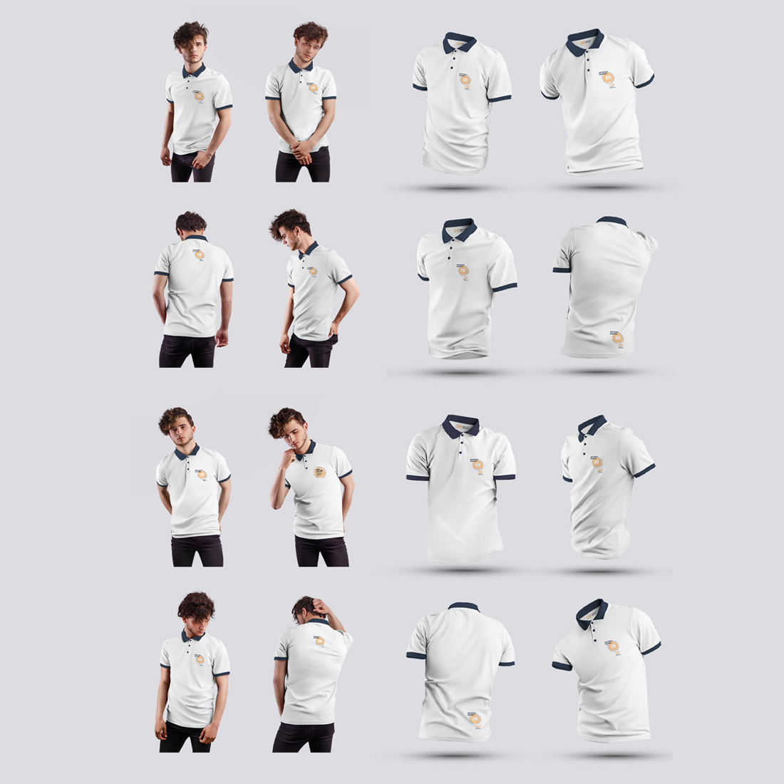 24 Mockups Polo On The Man 3D And Isolated Objects Preview Image.