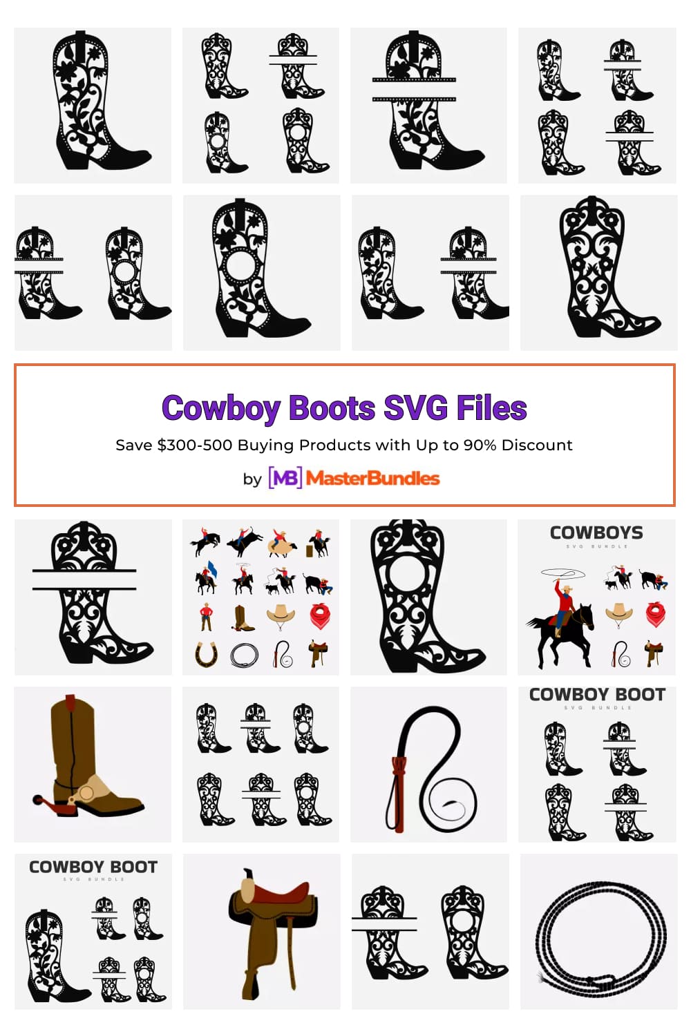 Cowboy Boots SVG Files Pinterest image.
