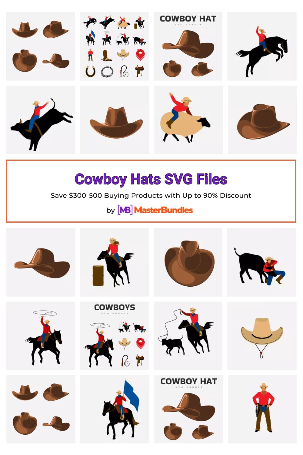 Cowboy Hats SVG Files Pinterest image.