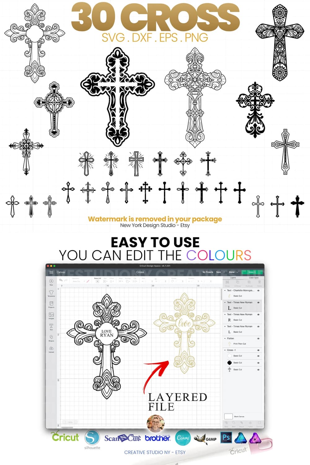 Cross SVG crosses clipart - pinterest image preview.
