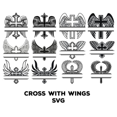 Cross with wings svg - main image preview.