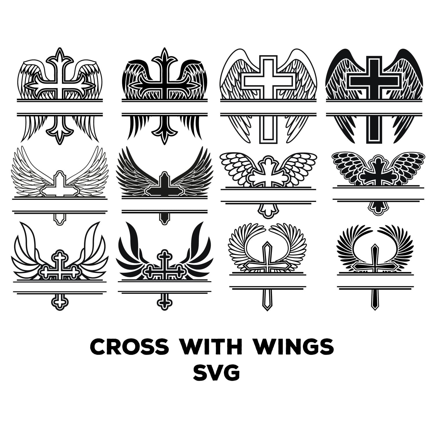 cross and angel wings