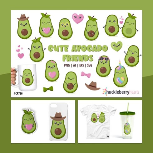 Cute avocado friends - main image preview.