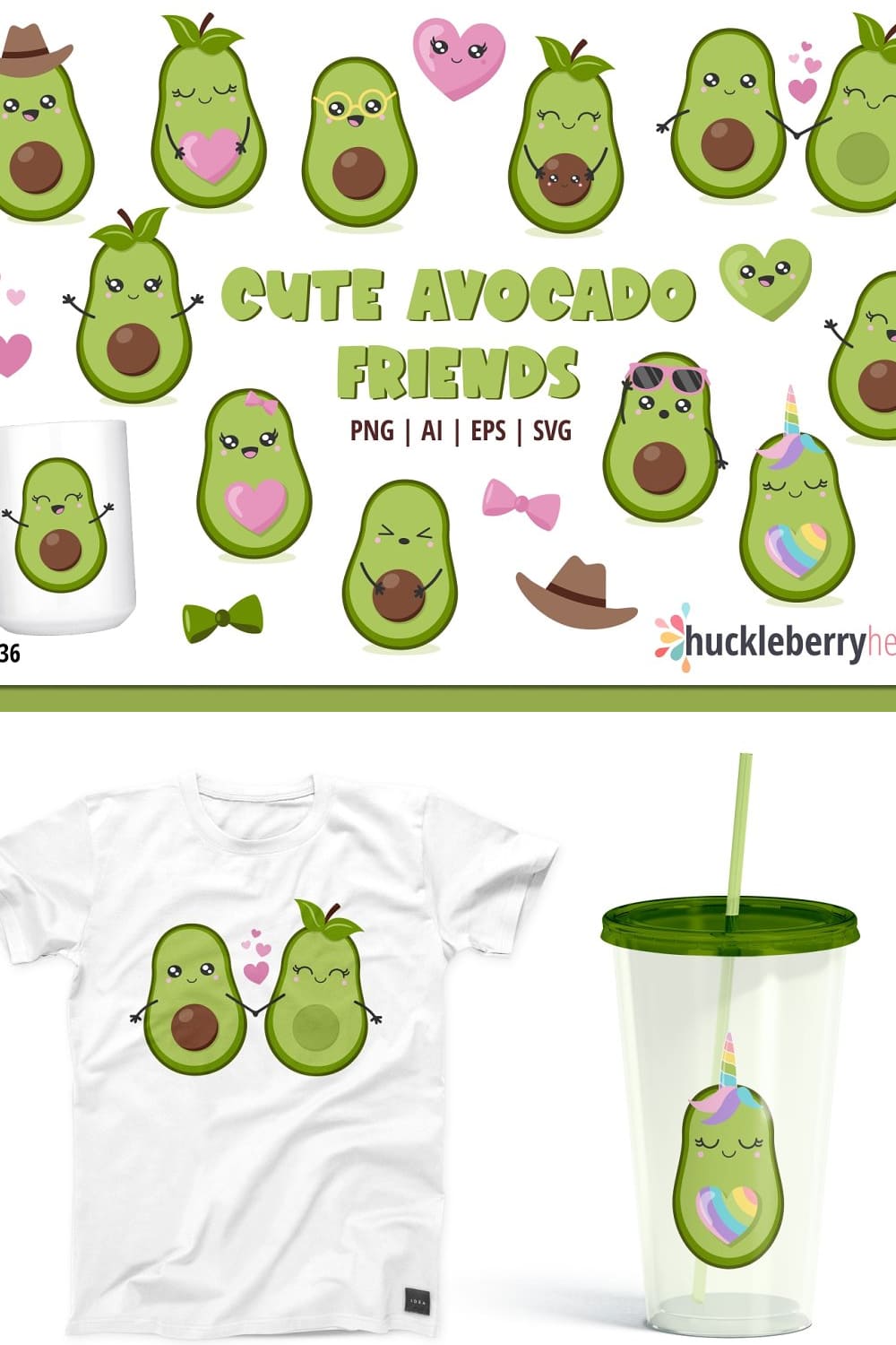 Cute avocado friends - pinterest image preview.