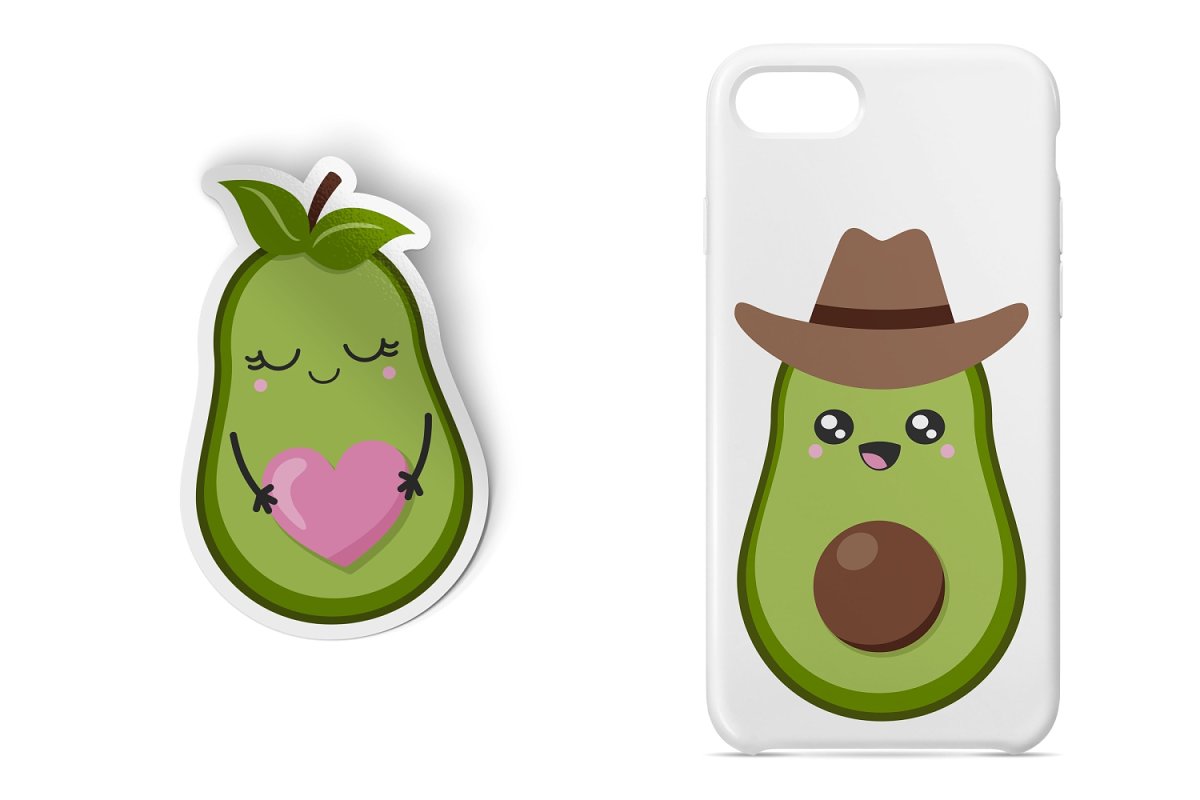 Phone case with cute avocado.