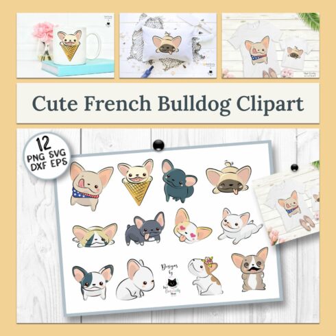 Picture of cute french bulldog clipart.