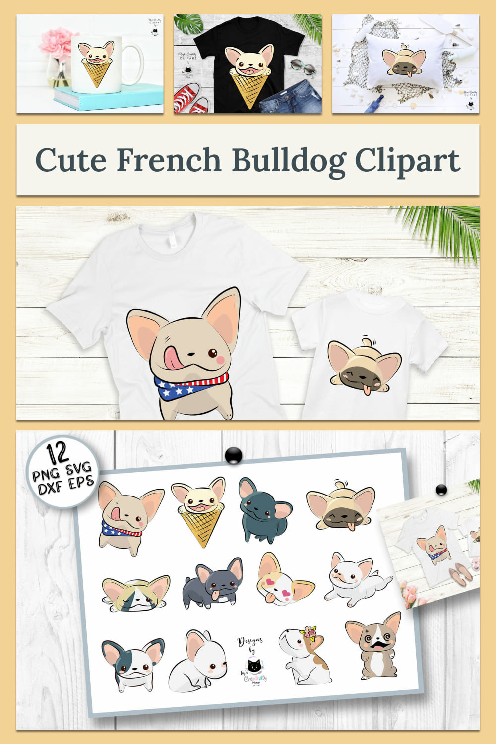 cute french bulldog clipart 04