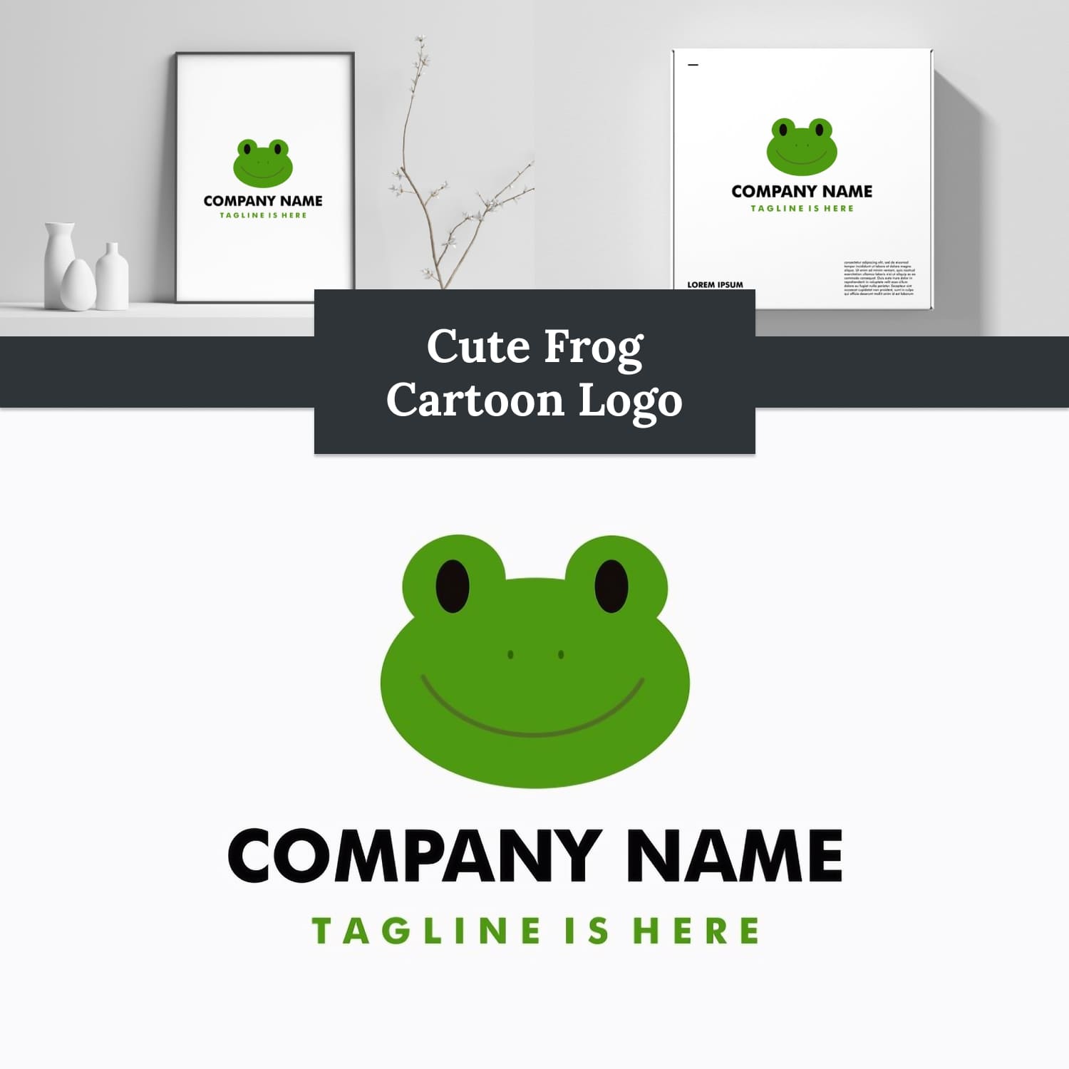 Cute frog cartoon logo - main image preview.