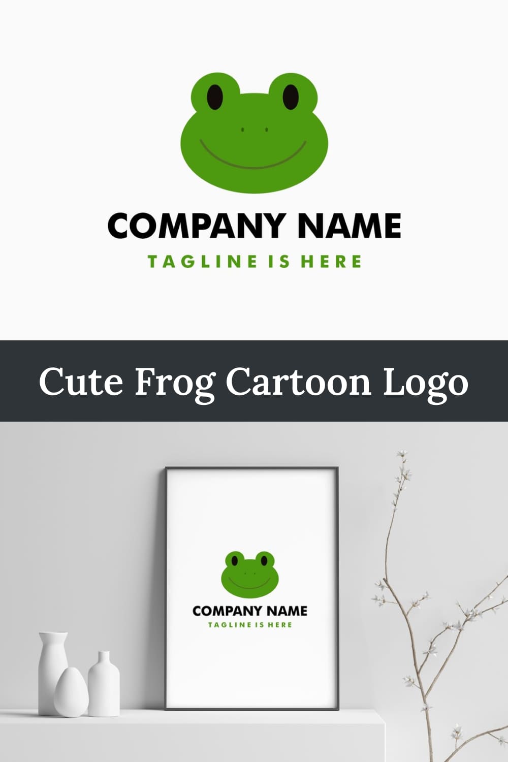 Cute frog cartoon logo - pinterest image preview.