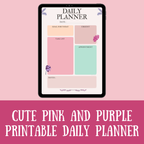 cute pink and purple printable daily planner