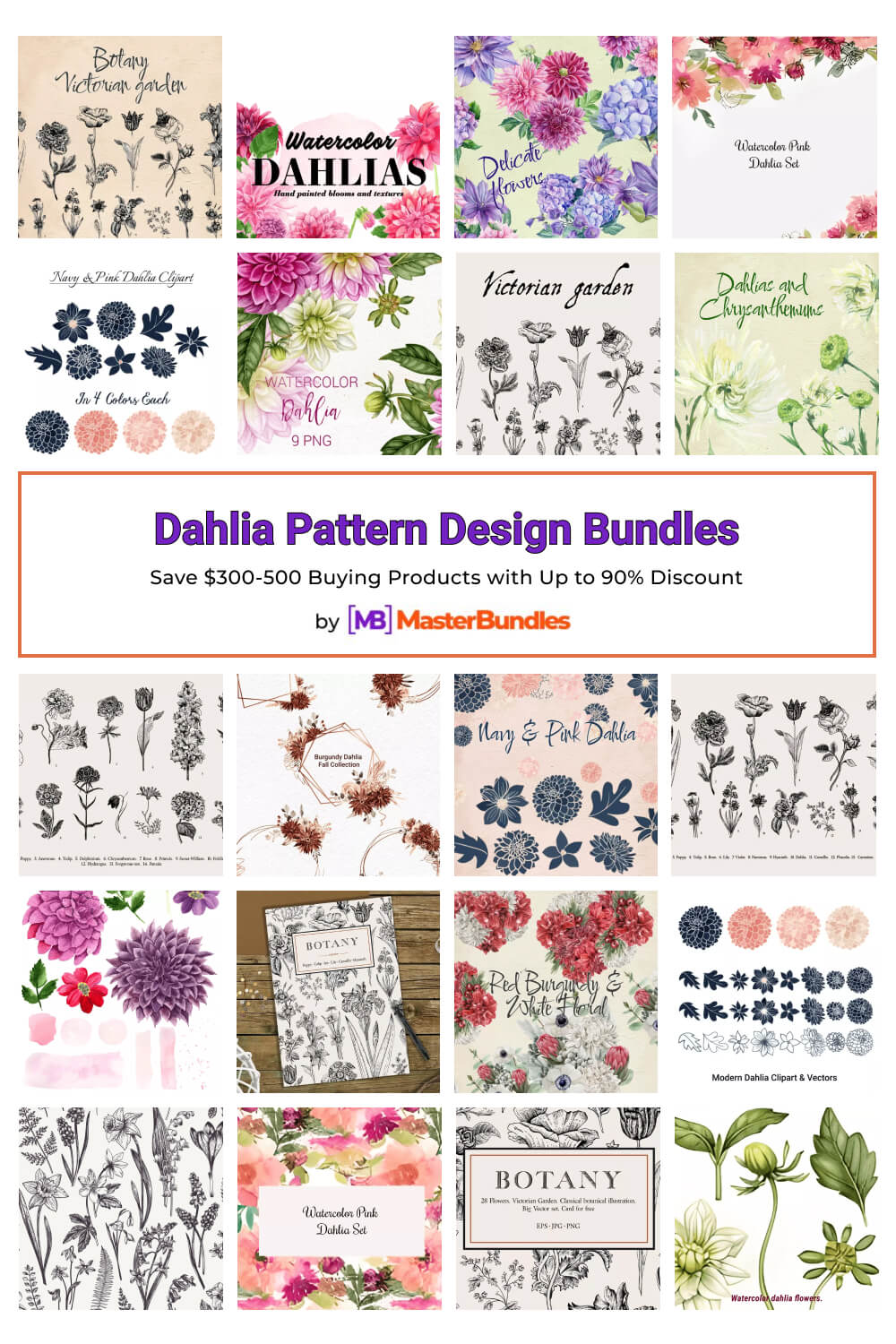 dahlia pattern design bundles pinterest image.