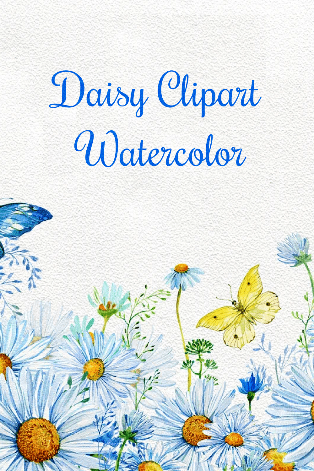 Daisy clipart watercolor - pinterest image preview.