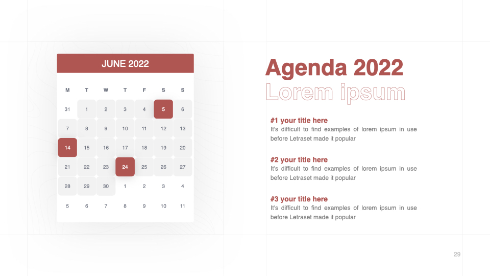Classic calendar for agenda.