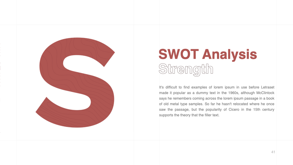 S for your SWOT analysis.