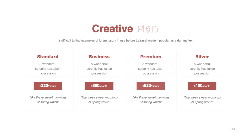 Slide for your creative plan.