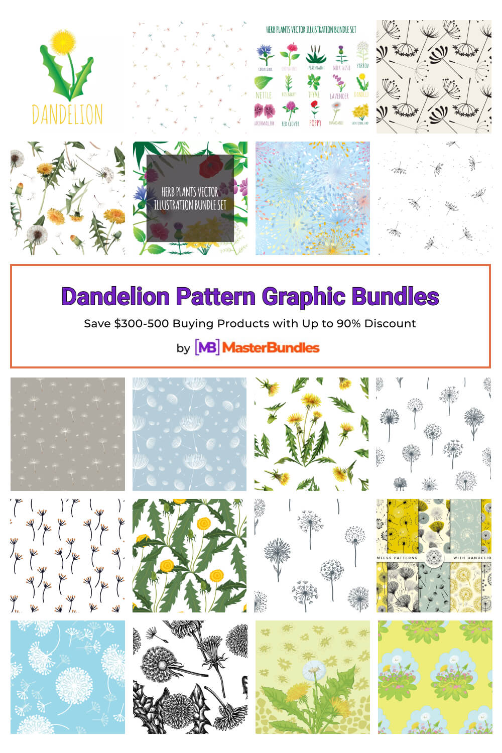 dandelion pattern graphic bundles pinterest image.