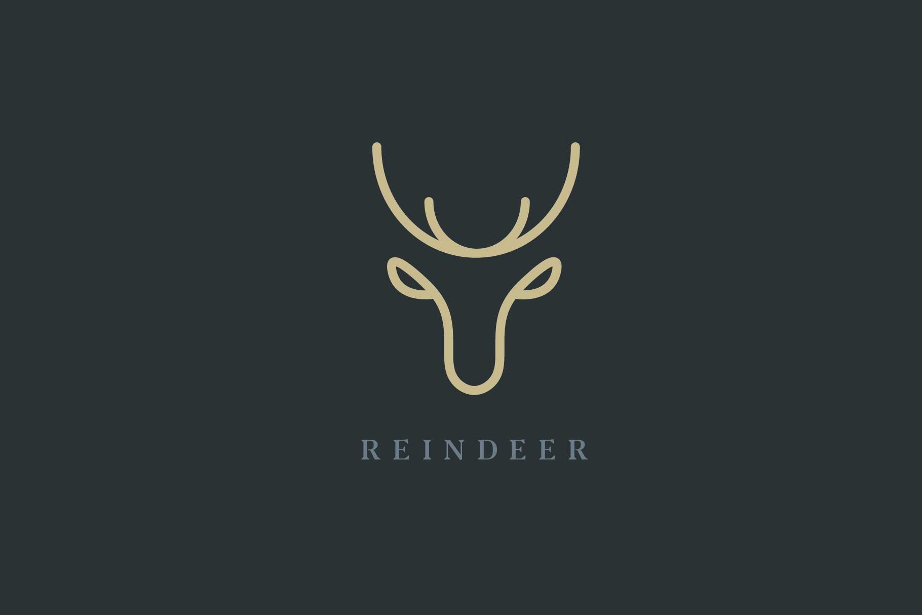 Black background with minimal deer logo.