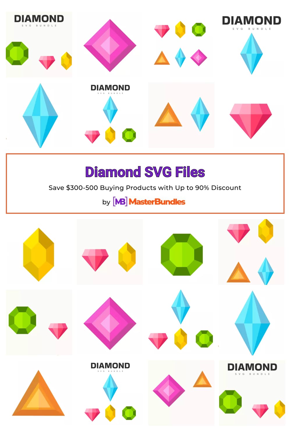 Diamond SVG Files Pinterest image.