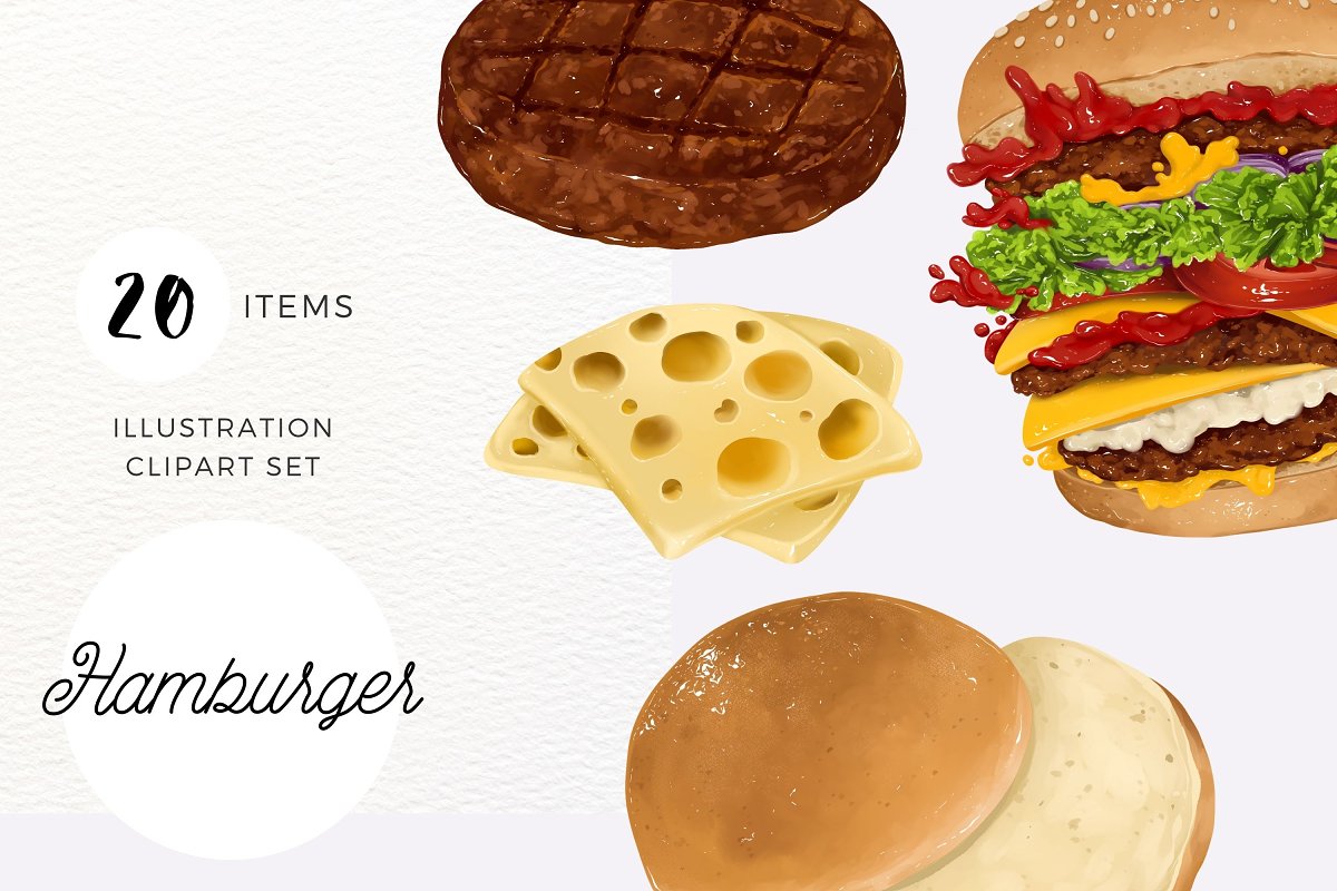Cover image of Burger Illustration Set.