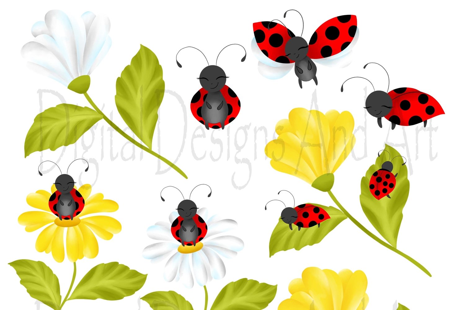 Ladybugs on flowers.