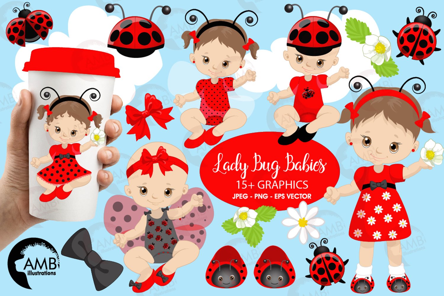 Cover image of Ladybug Babies Clipart.