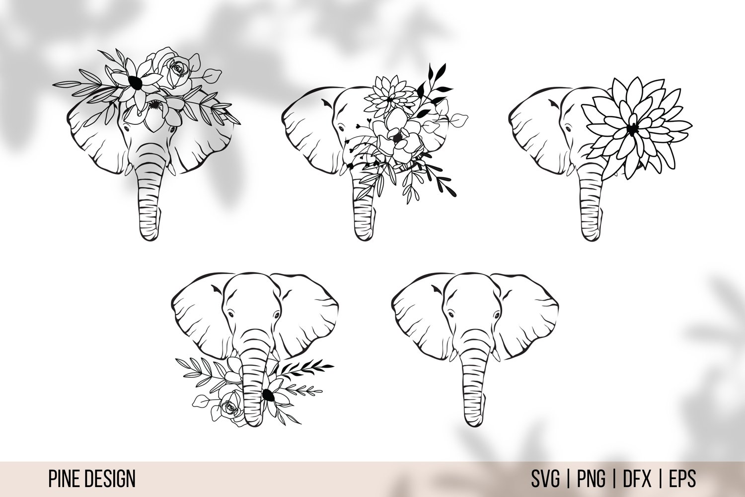 Bunch of elephants with flowers on their heads.
