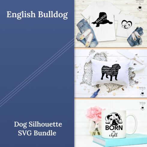 The english bulldog dog silhouette svg bundle.