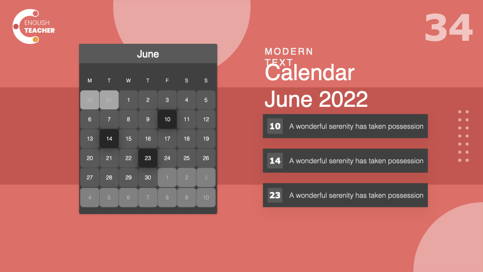 Red background with grey calendar.
