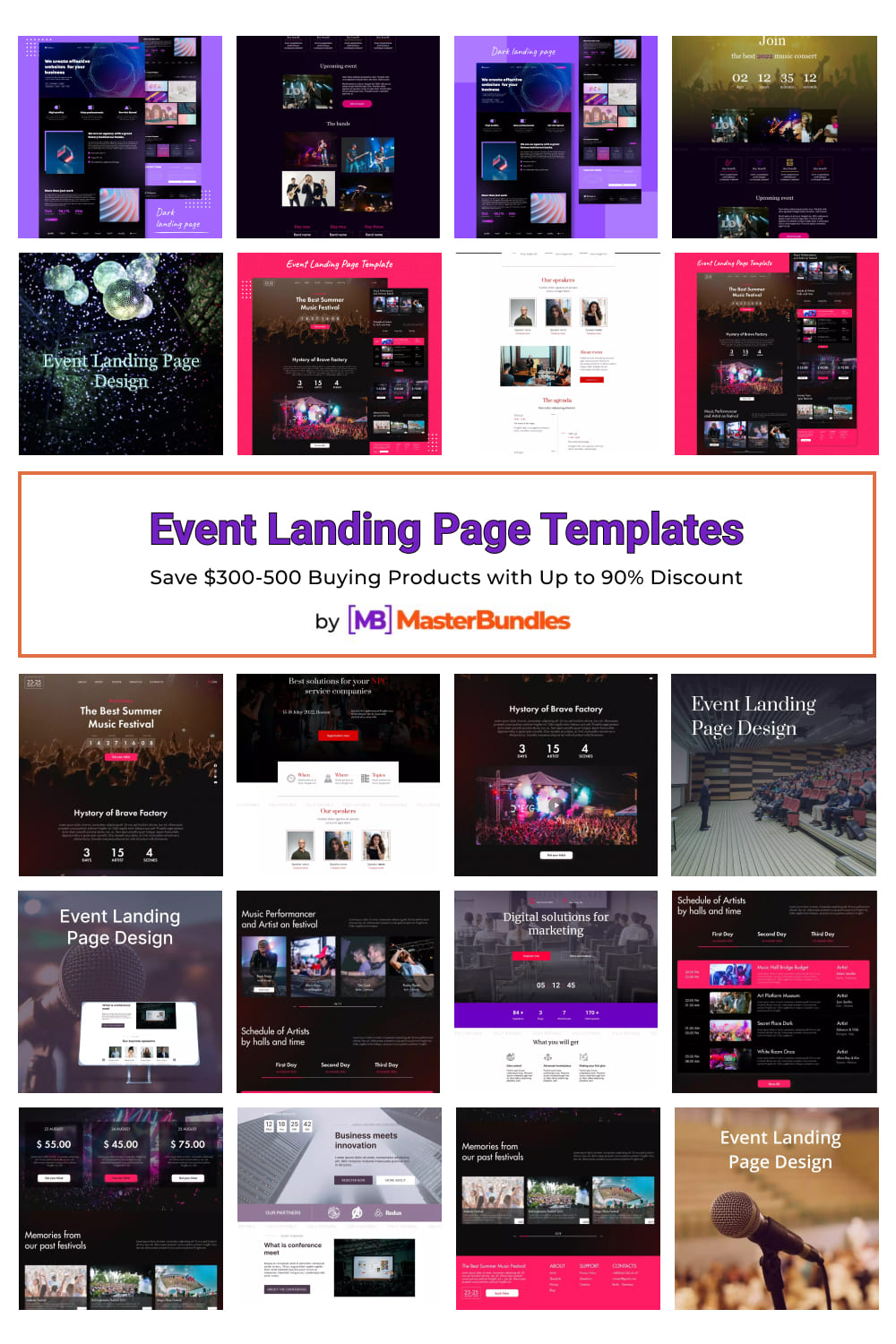 Event Landing Page Templates Pinterest image.
