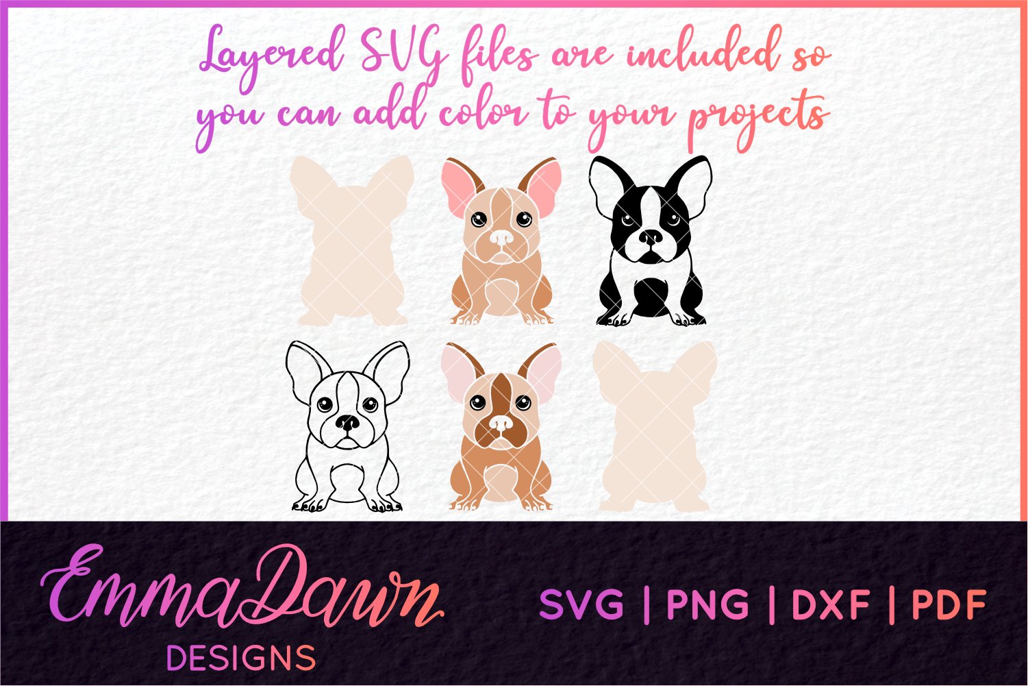 Set of three cute little dogs svg files.