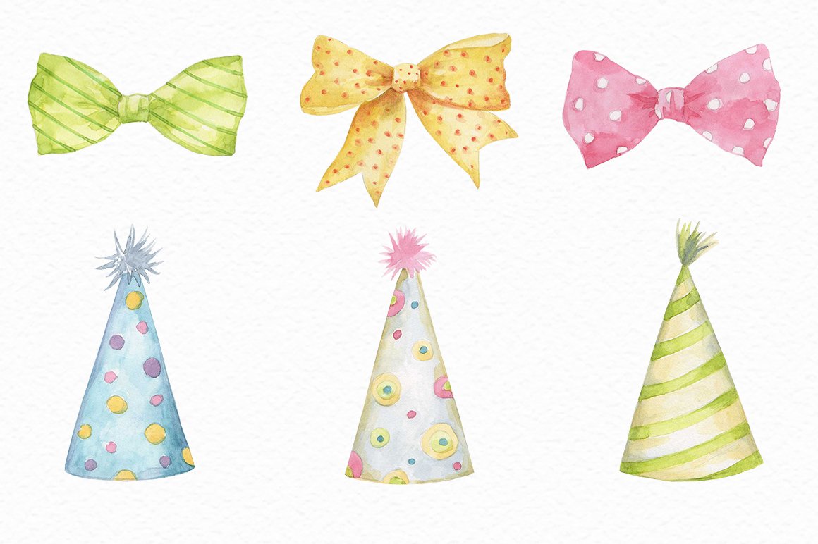 The main birthday watercolor elements.
