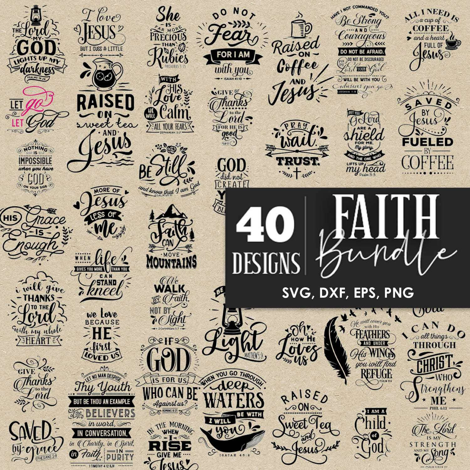 Faith SVG bundle 40 designs.