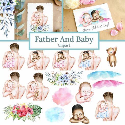 Father and baby clipart - main image preview.