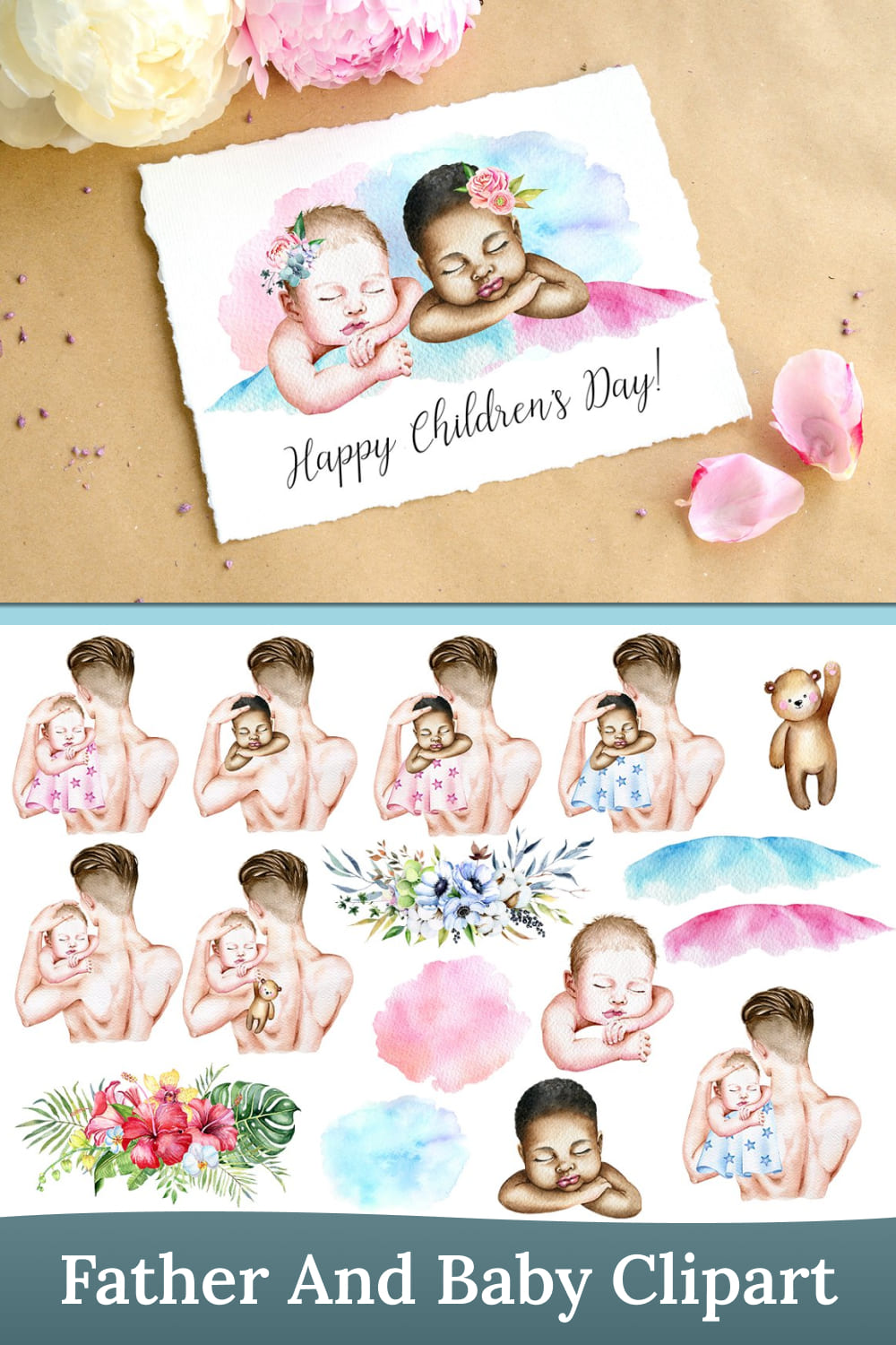 Father and baby clipart - pinterest image preview.